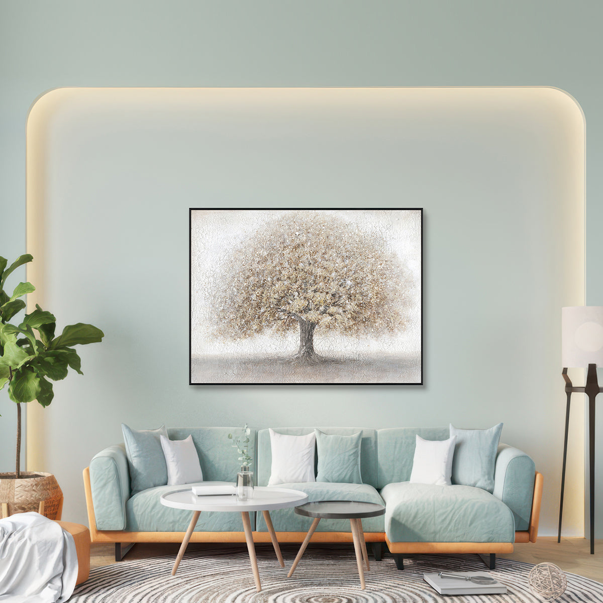 Whisper of Earth Beige Textured Tree Painting #J4617