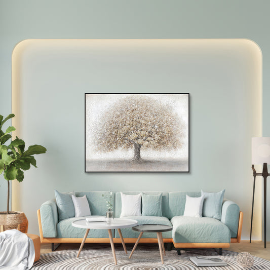 Whisper of Earth Beige Textured Tree Painting #J4617