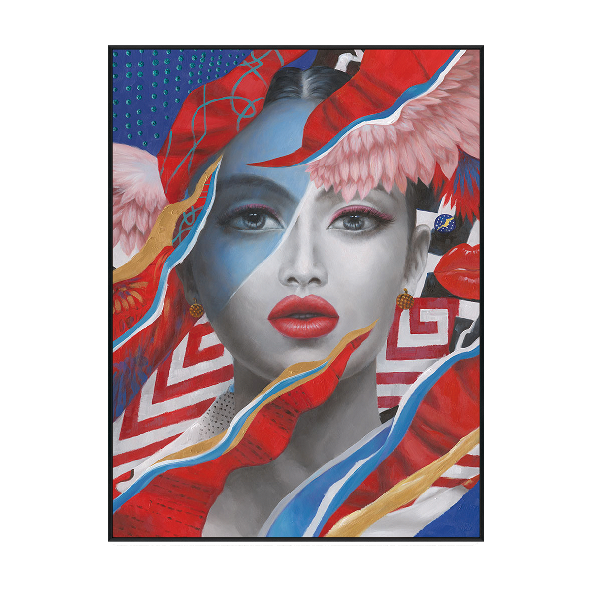 Crimson Muse Pop Art Painting #K2567