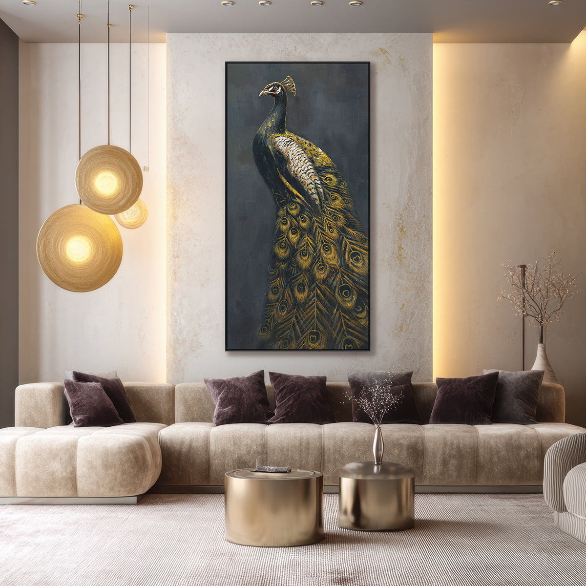 Golden Majesty Peacock Painting #K2649