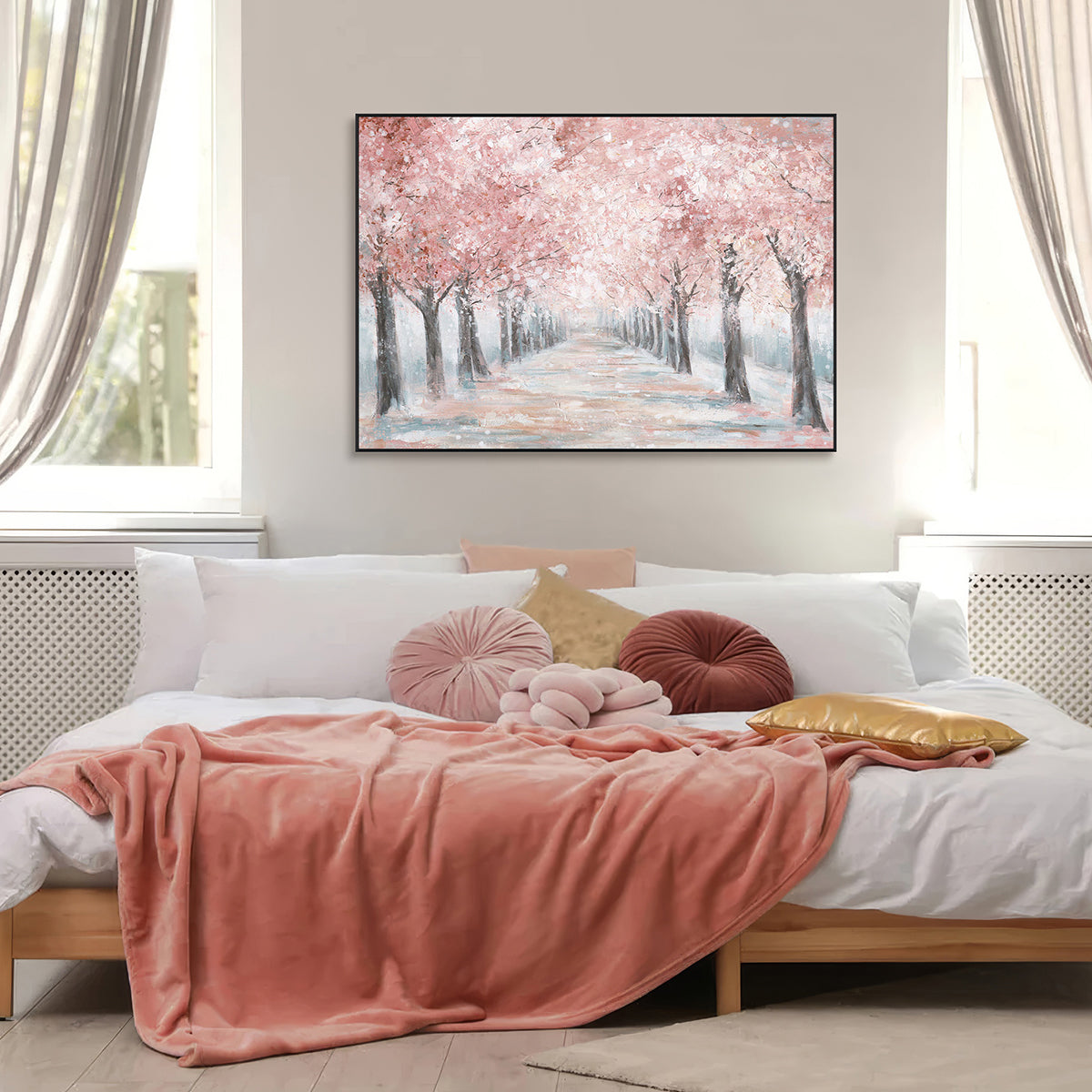 Spring Whisper Pink Blossom Path Painting #K3581