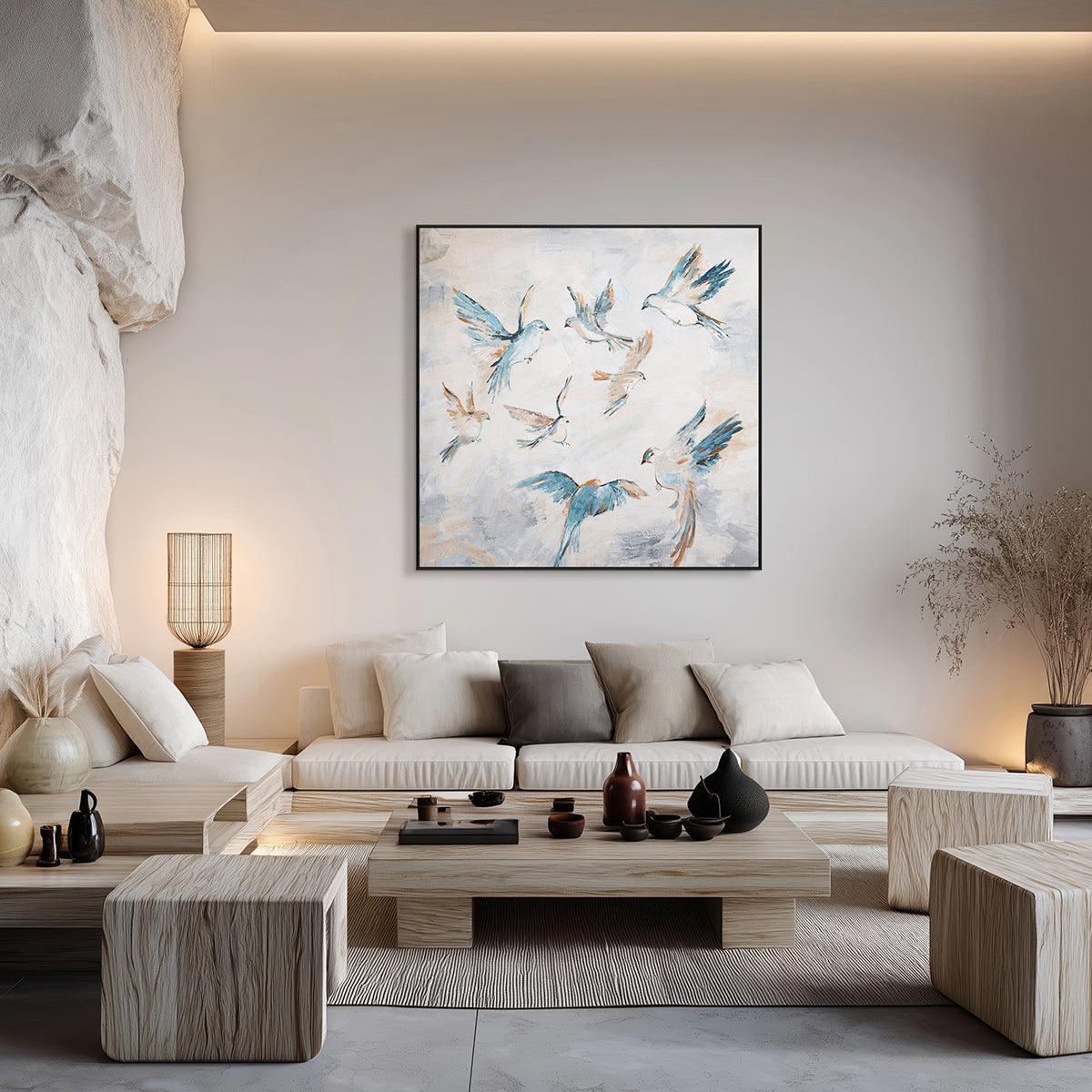 Sky Dance Pastel Bird Painting #K3652