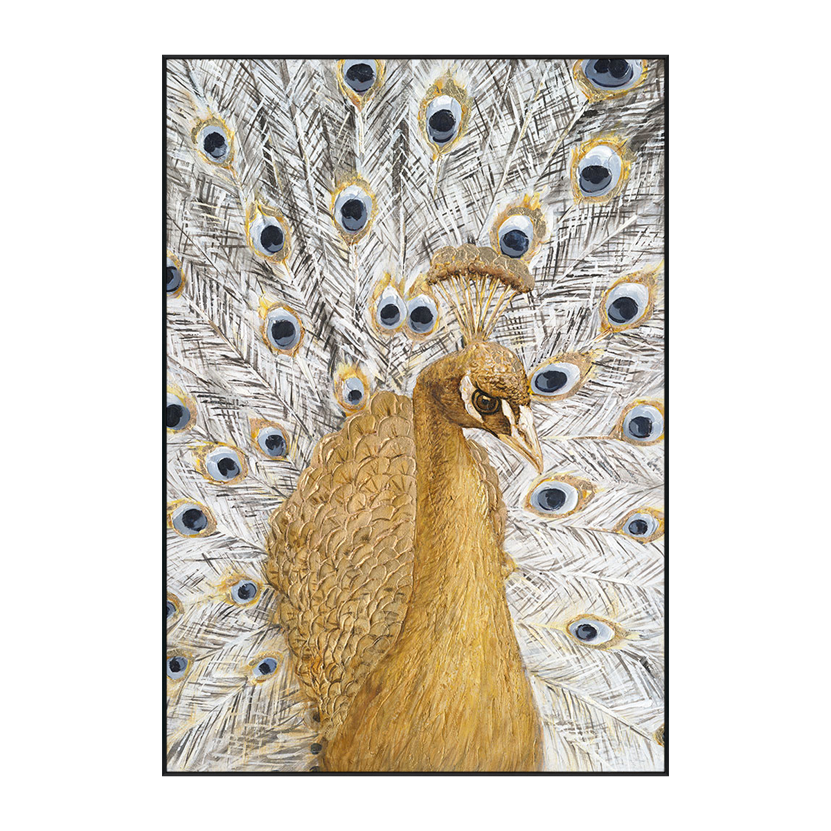 Golden Majesty Peacock Textured Painting #K3688