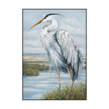 Silver Serenity Heron Bird Painting #K3702