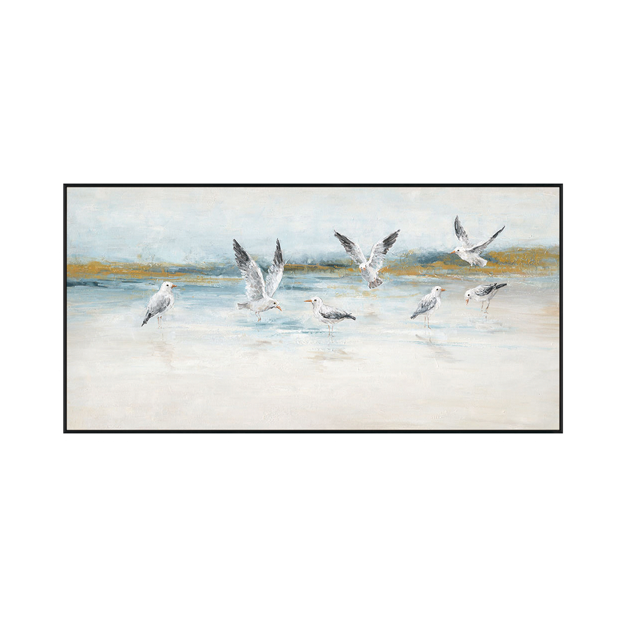 Seaside Flight Seagull Painting #K3713