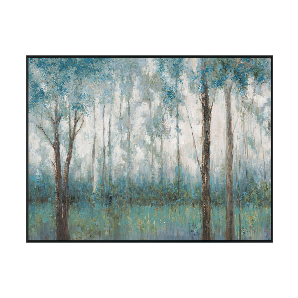 Tranquil Haze Blue Forest Landscape Painting #K3738