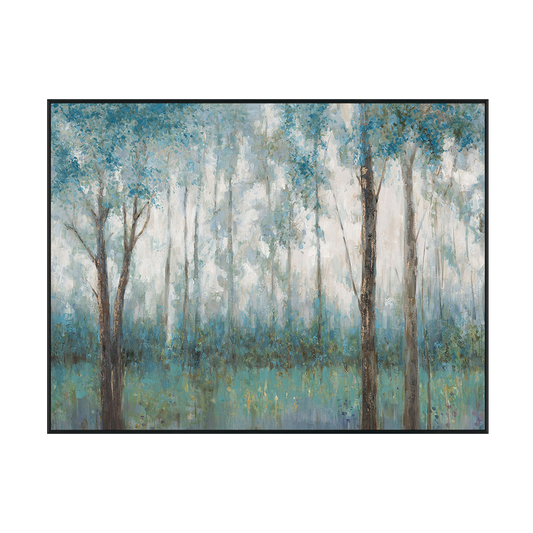 Tranquil Haze Blue Forest Landscape Painting #K3738