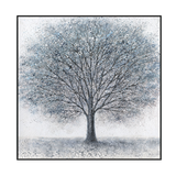Winter Serenity Blue Abstract Tree Painting #K4109