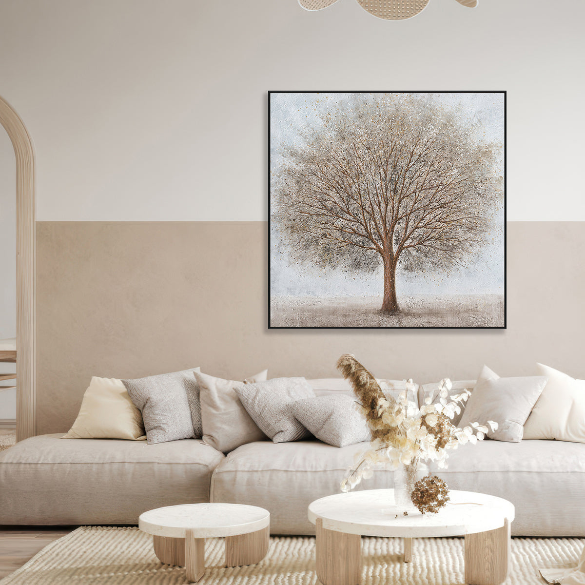 Golden Mist Grey Tree Painting #K4110