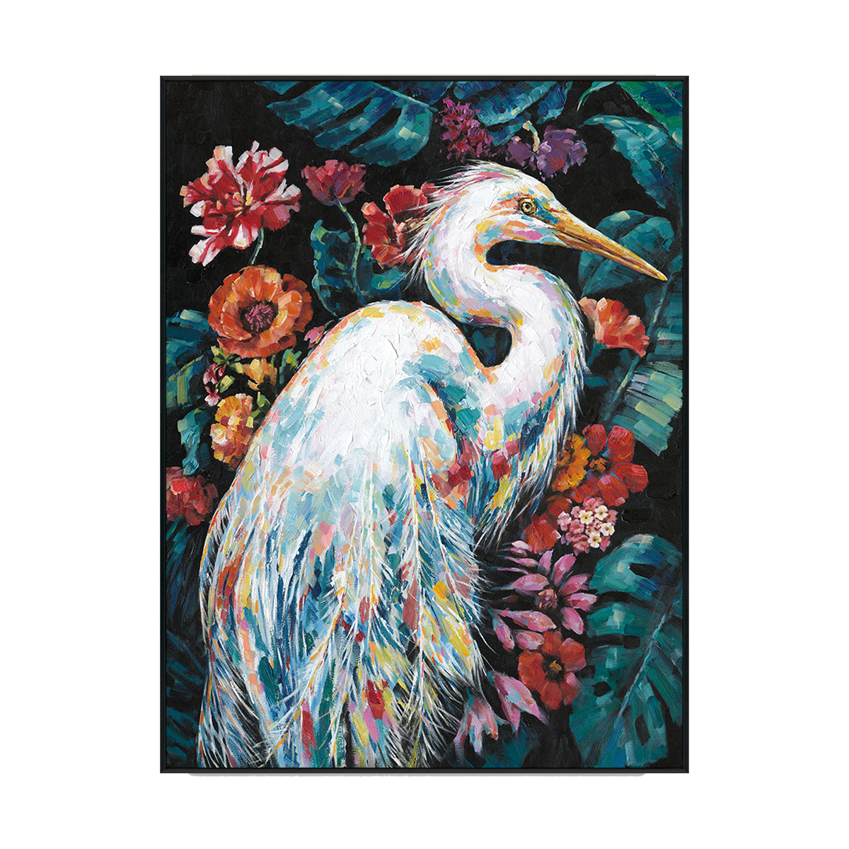 Tropical Elegance White Heron Painting #K5182