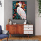 Floral Majesty White Heron Painting #K5183
