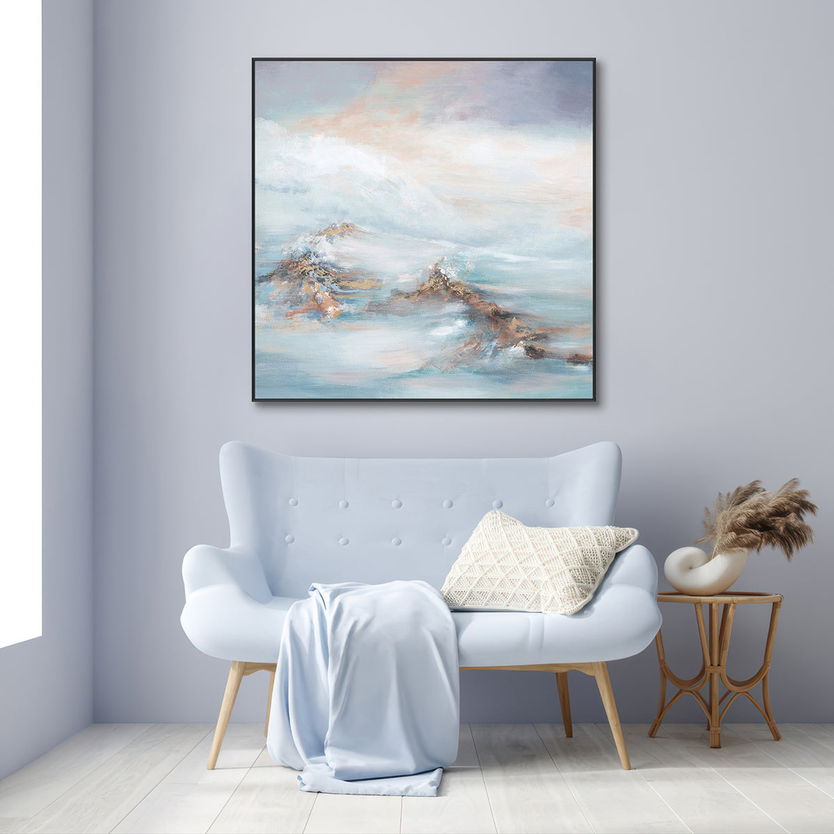Whispering Tides Soft Ocean Abstract Painting #K5824