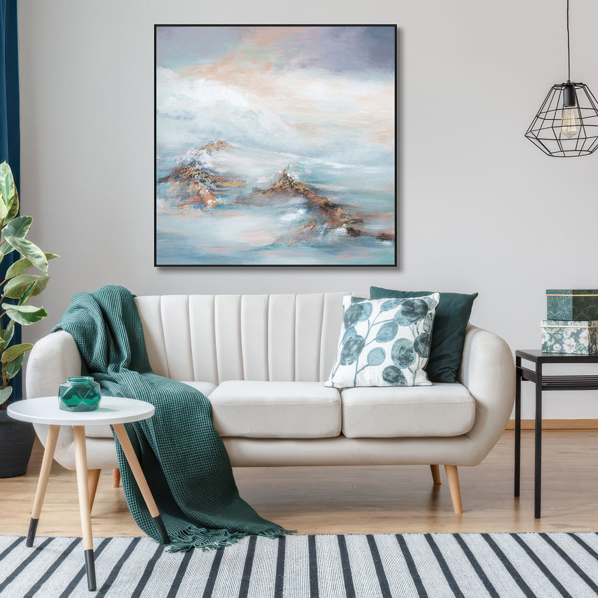 Whispering Tides Soft Ocean Abstract Painting #K5824