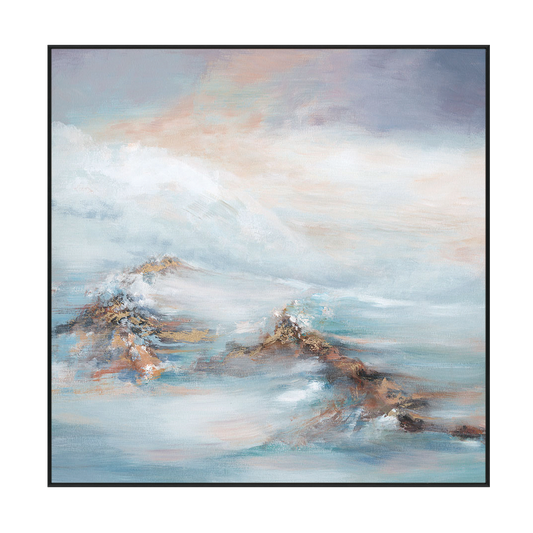 Whispering Tides Soft Ocean Abstract Painting #K5824