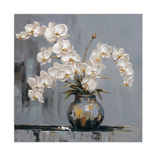 Orchid Elegance White Orchids on Grey Painting #M2723