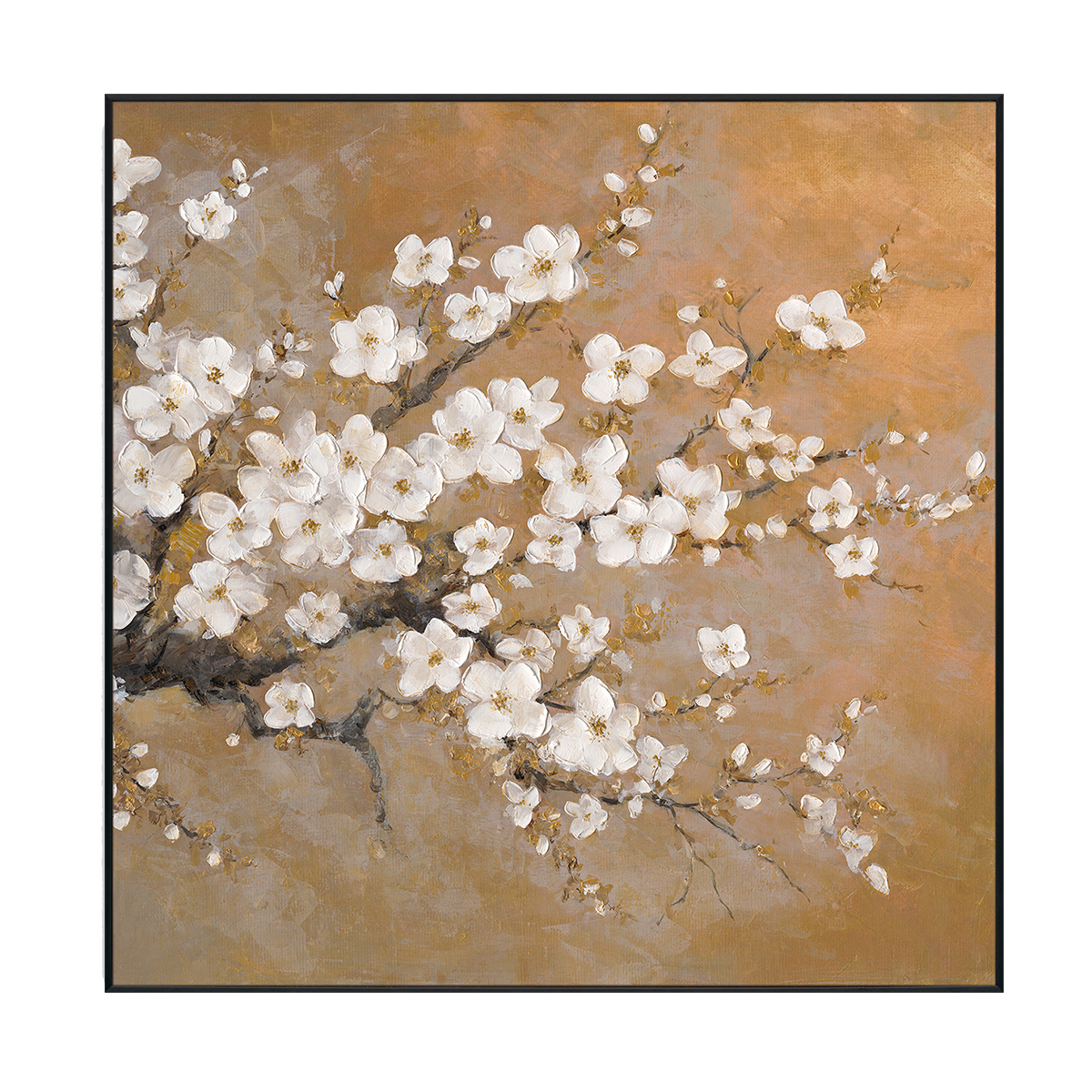 Golden Blossom Abstract Floral Painting #M3647