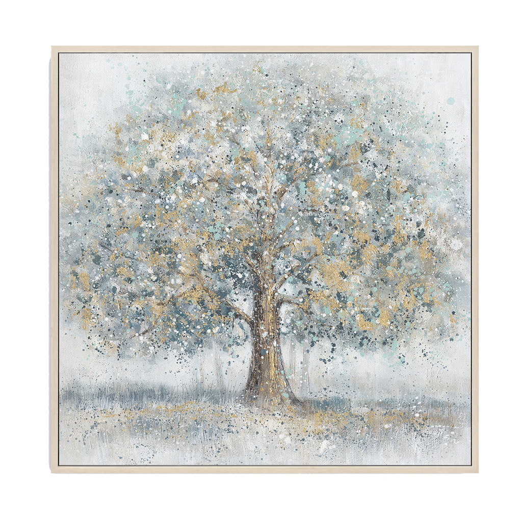 Gold Blue Tree Oil Painting Home Decor #L0560