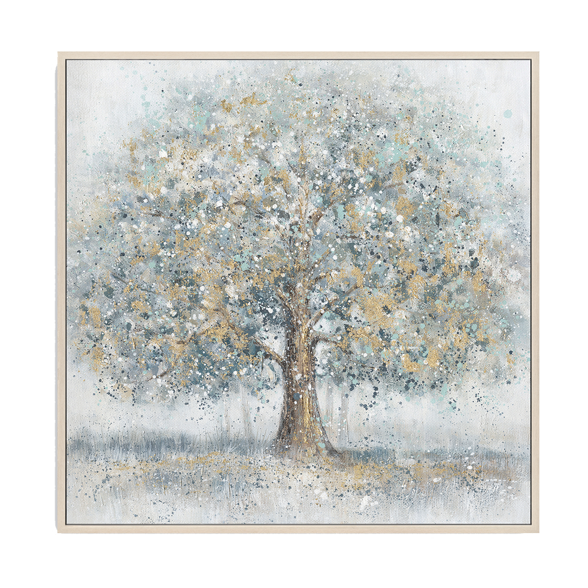 Gold Blue Tree Oil Painting Home Decor #L0560