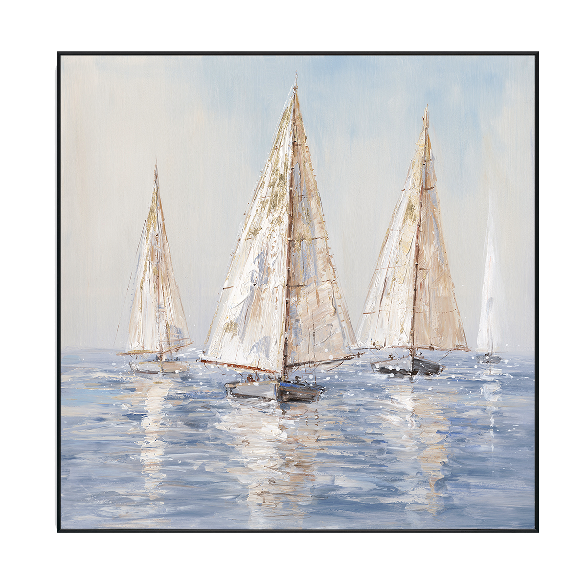 Golden Voyage Abstract Sailboat Painting #M3705