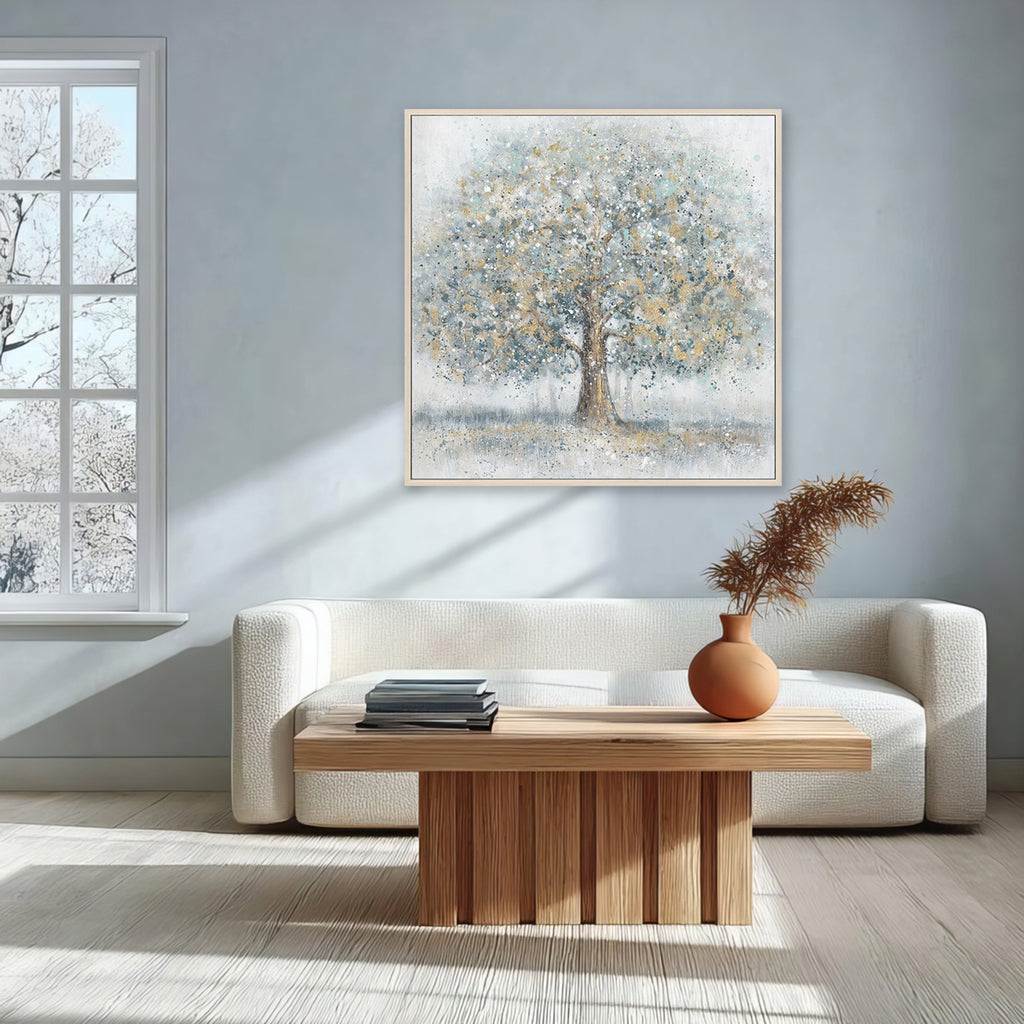 Gold Blue Tree Oil Painting Home Decor #L0560