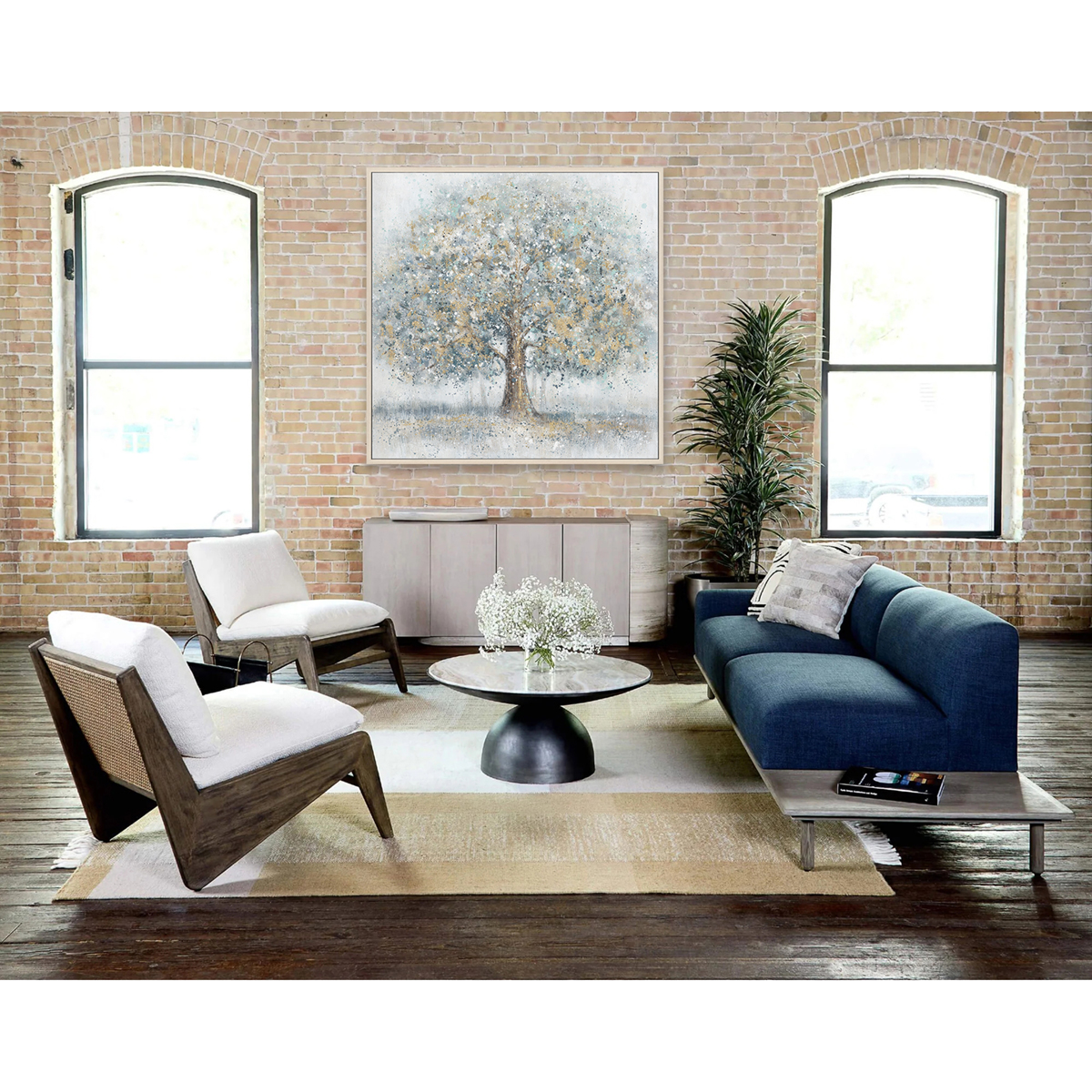 Gold Blue Tree Oil Painting Home Decor #L0560