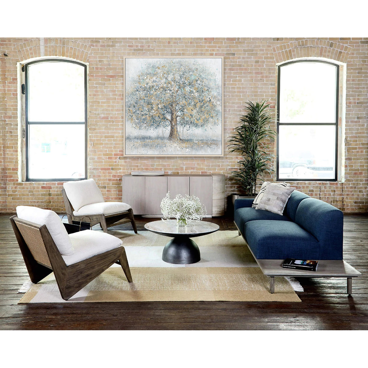 Gold Blue Tree Oil Painting Home Decor #L0560