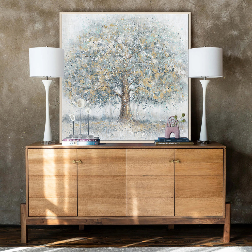 Gold Blue Tree Oil Painting Home Decor #L0560