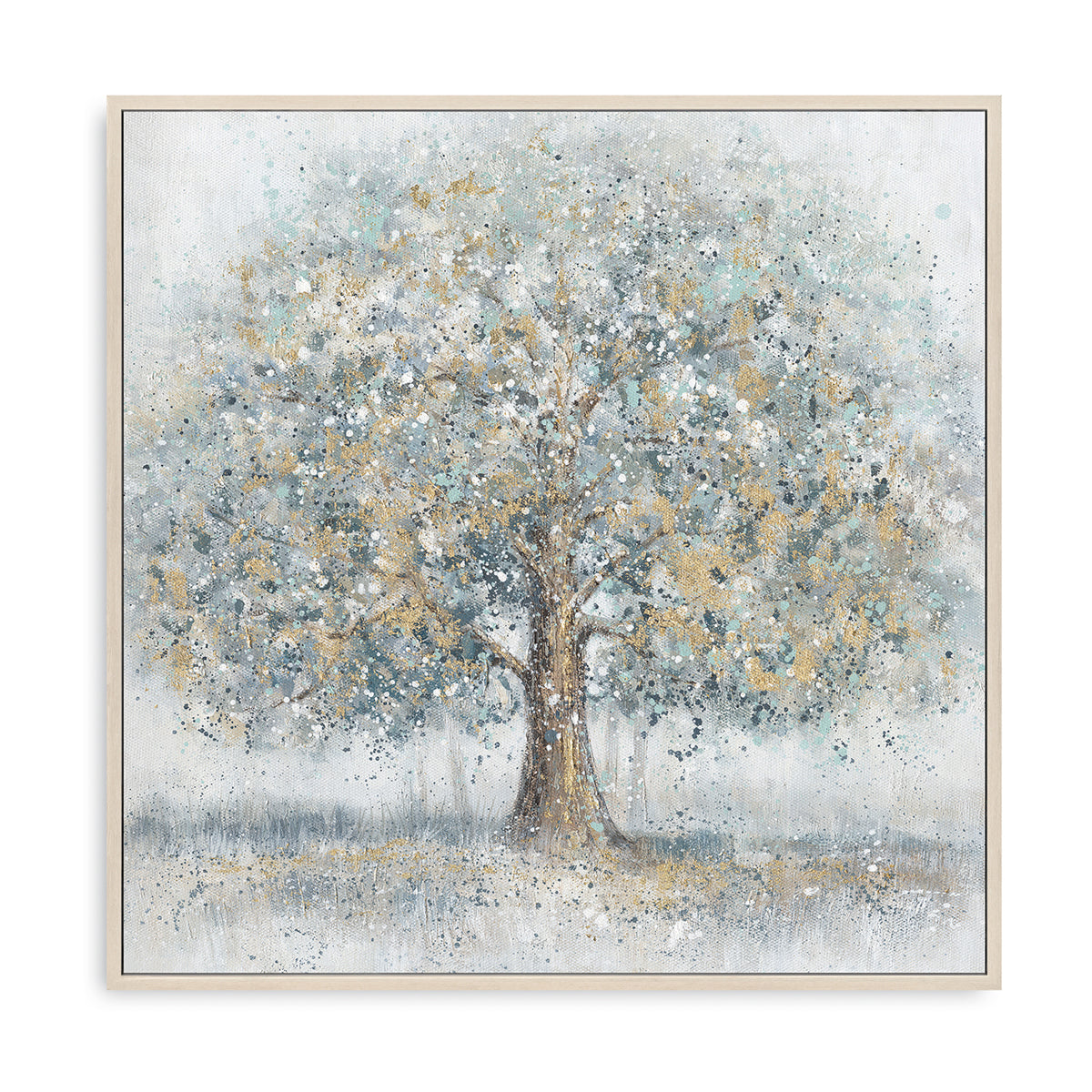 Gold Blue Tree Oil Painting Home Decor #L0560