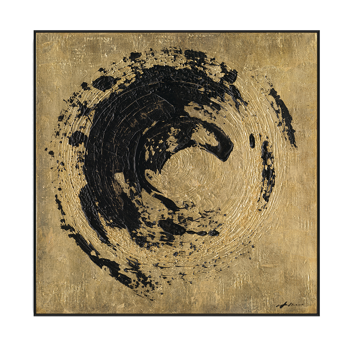 Black Gold Surge Abstract Textured Art #M6958