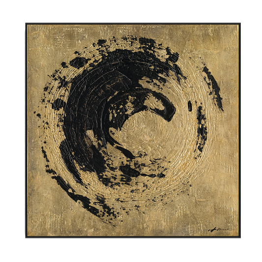 Black Gold Surge Abstract Textured Art #M6958