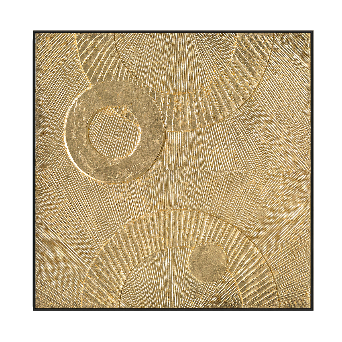 Sunlit Circles Golden Textured Abstract #M6957
