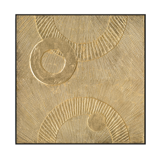 Sunlit Circles Golden Textured Abstract #M6957