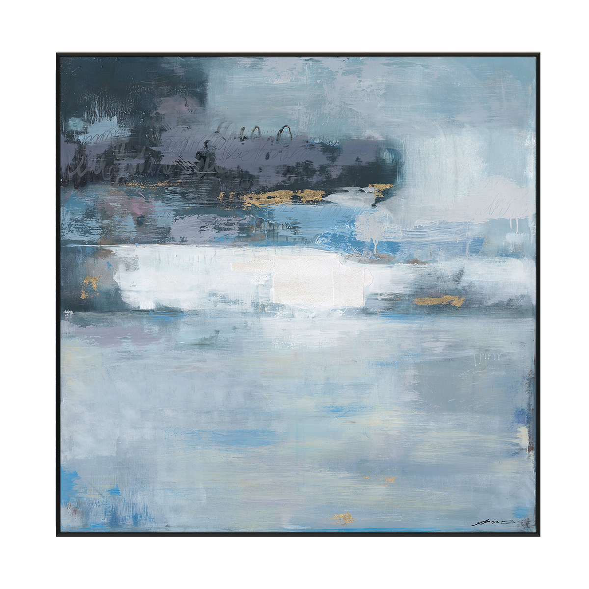 Mist Harbor Blue Abstract Painting #M6977