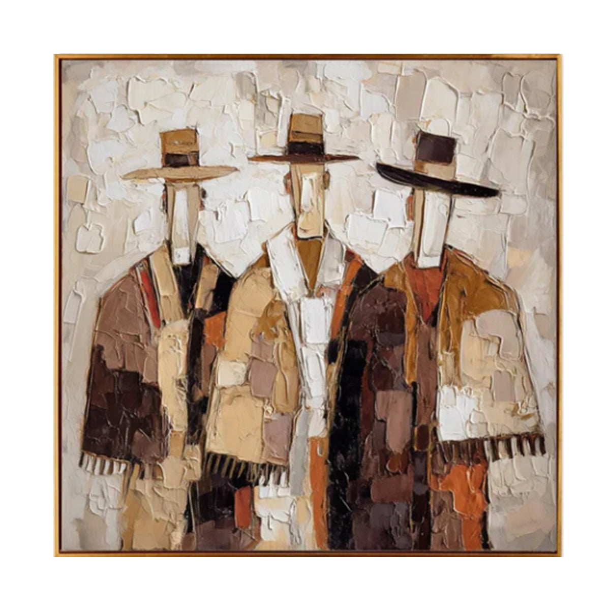 3 Figures Warm Tone Abstract Painting