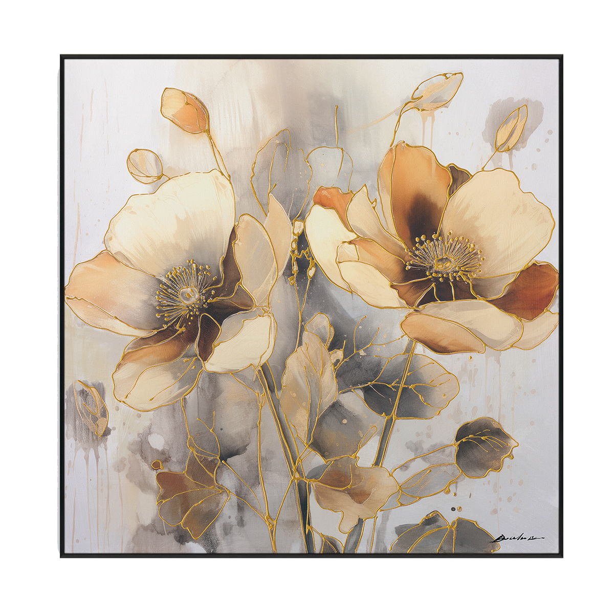 Golden Bloom Abstract Floral #M6918