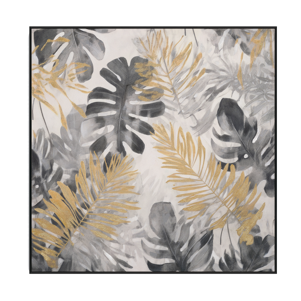 Golden Leaves Whisper Monochrome Botanical #M4731
