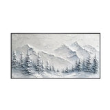 White Winter Mountain Textured Painting