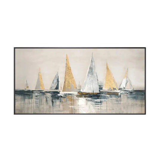 Abstract Sailboat Textured Painting