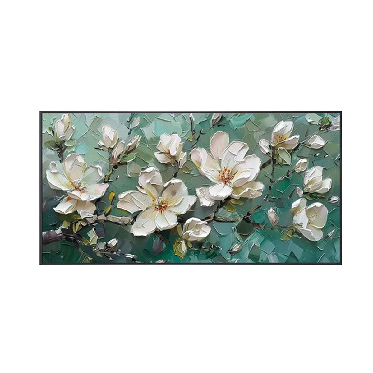 White Floral Textured Painting