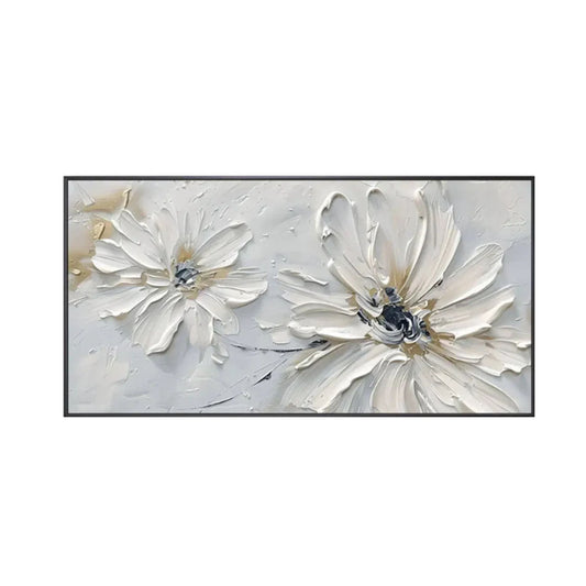 White Floral Textured Painting