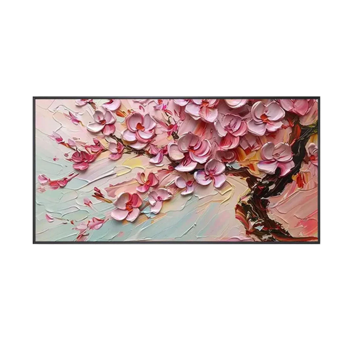 Pink Cherry Flower Textured Painting