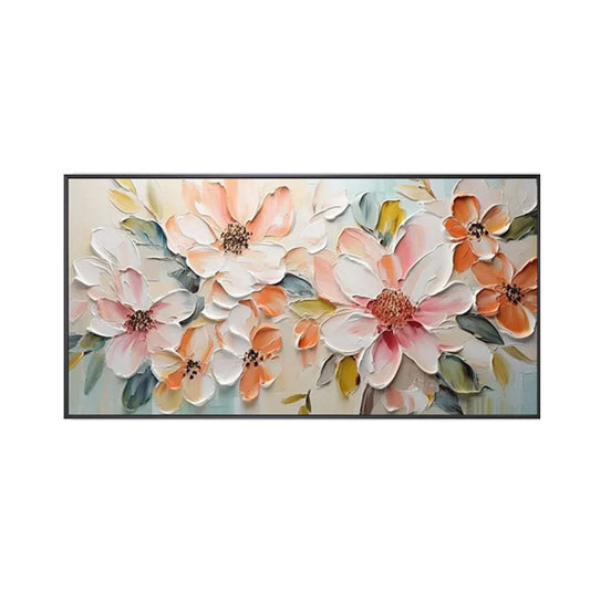 Pink & Orange Floral Textured Painting