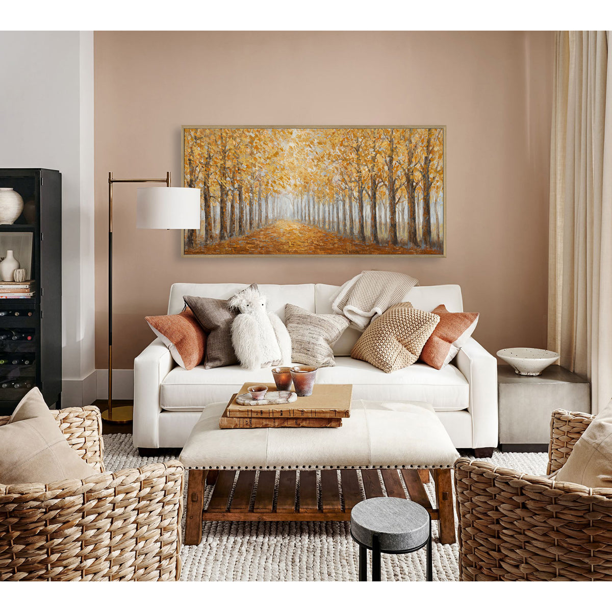 Modern Hand painted Golden Forest Oil Painting #L0572