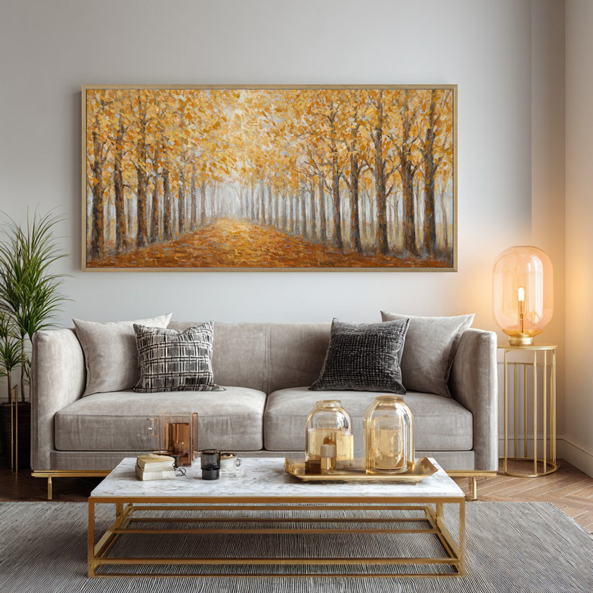 Modern Hand painted Golden Forest Oil Painting #L0572