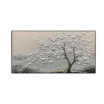 Whispering White Blossom Textured Painting