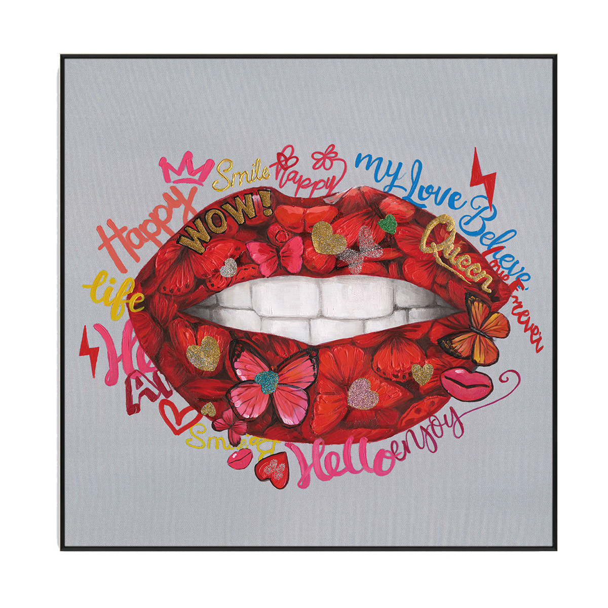 Butterfly Red Lips Pop Art #L2002
