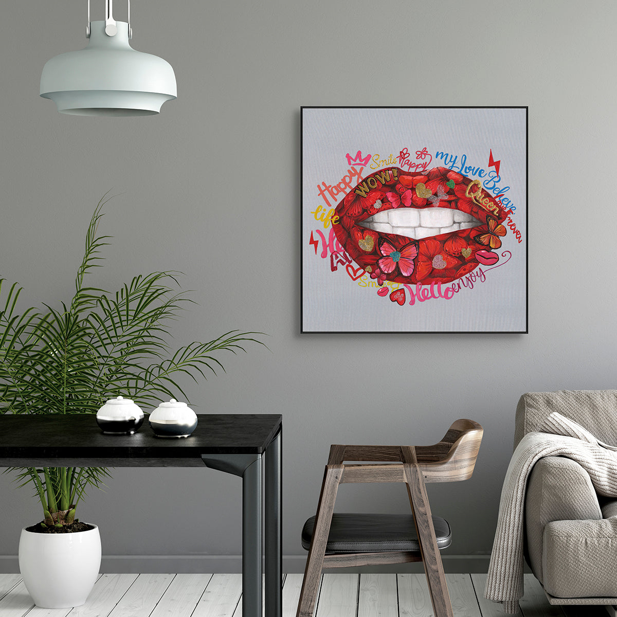 Butterfly Red Lips Pop Art #L2002