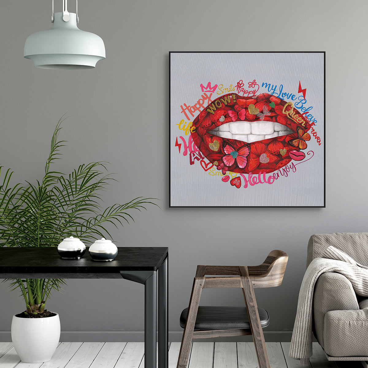 Butterfly Red Lips Pop Art #L2002