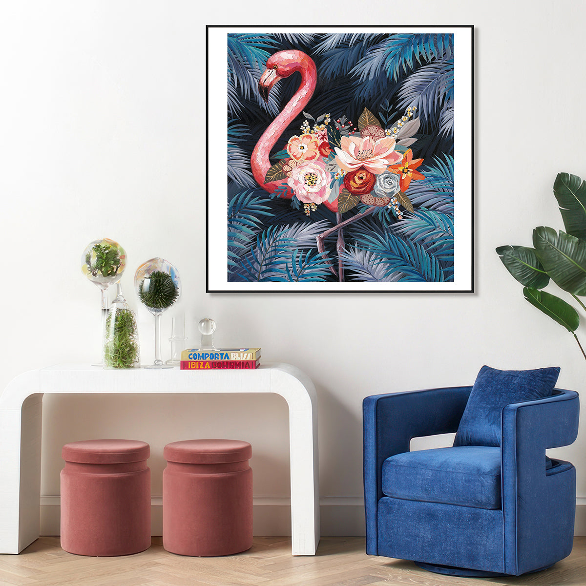 Flamingo Bloom Tropical Painting #L2034