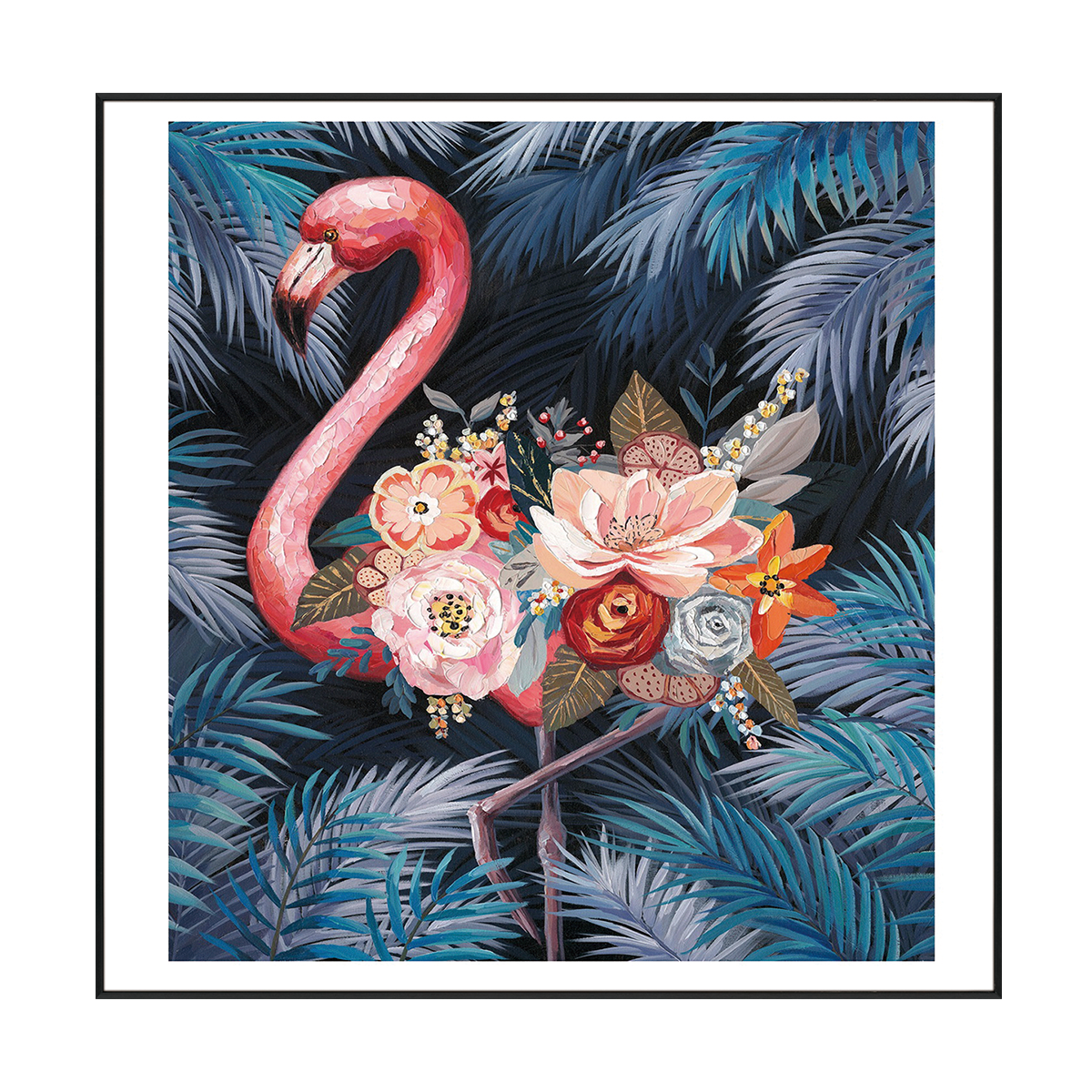 Flamingo Bloom Tropical Painting #L2034